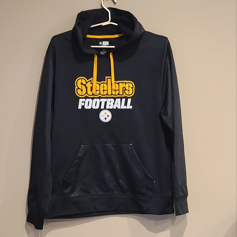 NFL TEAM apparel Steelers Football hoodie  TX3 Warm mens sz.L